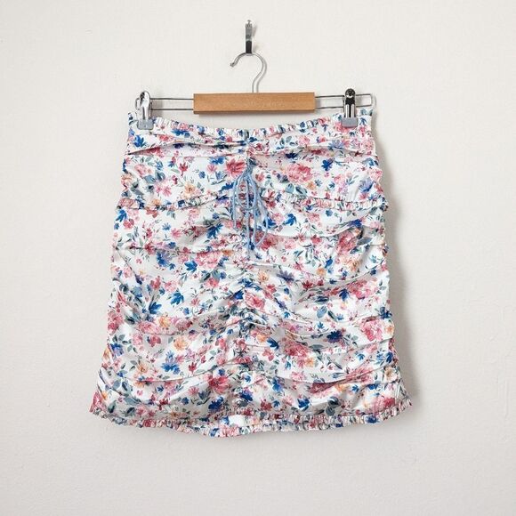 NWT For Love and Lemons white blue pink floral Juliet skirt crop top set M/L - Picture 7 of 10